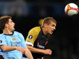 Le Gallois Ched Evans alors sous le maillot de Manchester City. AFP