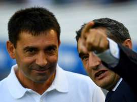 Asier Garitano (à gauche), entraîneur limogé mercredi par la Real Sociedad. AFP