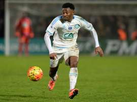 Georges-Kevin Nkoudou sous le maillot de l'OM face à Bordeaux au stade Chaban-Delmas. AFP