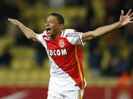 L'attaquant de Monaco Kylian Mbappé buteur face à Troyes en L1, le 20 février 2016. AFP