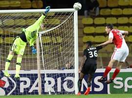 Le gardien Paul Nardi, sous le maillot de Monaco, face à Rennes en Coupe de la Ligue. AFP