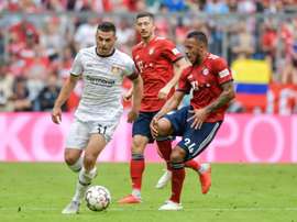 Corentin Tolisso s'était gravement blessé au genou face à Leverkusen. AFP