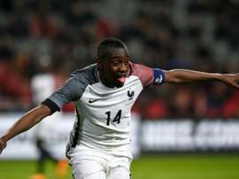 Blaise Matuidi célèbre son but de la victoire lors du match Pays-Bas - France, le 25 mars 2016 à Amsterdam