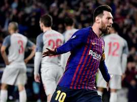 Leo MEssi é pela sexta vez o melhor marcador da Liga Espanhola. AFP