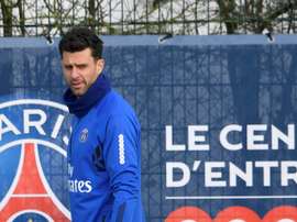 Thiago Motta lors d'une séance du PSG, le 9 février 2018 à Saint-Germain-en-Laye. AFP