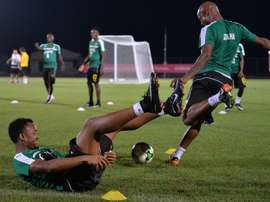 The Ayew brothers in a training. AFP