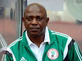 Stephen Keshi, alors sélectionneur du Nigeria, le 15 octobre 2014 lors dun match contre le Soudan à Abuja