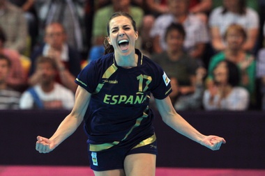 La jugadora de España Elizabeth Pinedo celebra un gol. EFE/Archivo