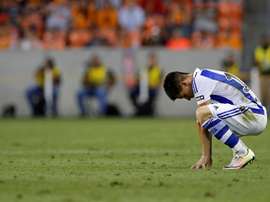 El jugador Yuri Berchiche de Real Sociedad en acción ante Houston Dynamo durante un partido amistoso entre Houston Dynamo y Real Sociedad que se disputa en el estadio BBVA Compass en Houston, Texas (Estados Unidos). EFE/Archivo