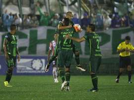 Chapecoense players celebrating a goal. EFE