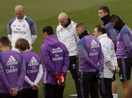 L'effectif du Real Madrid à l'entraînement. AFP
