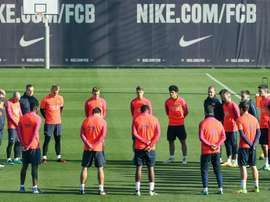 Barcelona holding a minute of silence for Chapecoense. AFP