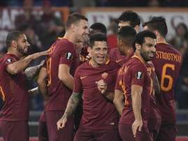 Les joueurs de la Roma célèbrent un but en Serie A. EFE