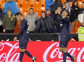 Le milieu du Malaga célèbrent un but contre Valence en Liga. AFP