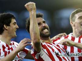 Le milieu de l'Athletic, Raul García célèbre son but en Liga conte Celta avec ses coéquipiers. EFE