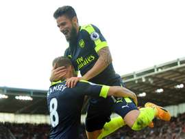 L'attaquant français d'Arsenal, Olivier Giroud, lors de la victoire en Premier League. EFE/EPA