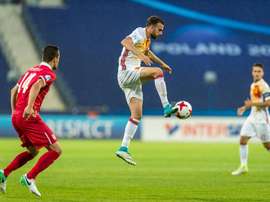 Borja Mayoral et Vukasin Jovanovi lors du match de l'Euro U21 entre la Serbie et l'Espagne. EFE