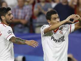 Ben Yedder celebrates scoring his third goal against Maribor in Sevilla's 3-0 victory. EFE