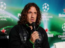 Puyol réagit au penalty non sifflé. EFE