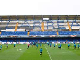 Les joueurs de Villarreal, à l'entraînement au stade de La Ceramica. EFE