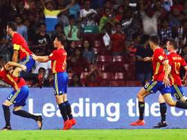 A Espanha está na final da Copa do Mundo de sub-17. EFE/DIVYAKANT SOLANKI