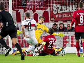 O momento do gol que fechou a partida, aos 82'. EFE