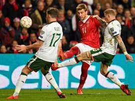 Nicklas Bendtner quiere colgar las botas en el Copenhague. EFE/Archivo