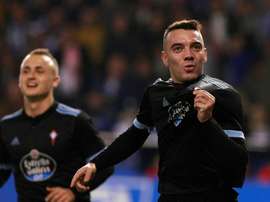 Aspas celebra o bis apontado ao Depor. EFE