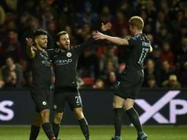 Kevin De Bruyne puso el tercero del City. AFP