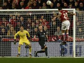 Marlon Pack scores against Manchester City at Ashton Gate. EFE