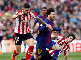 Messi and Barcelona will hope to get back to winning ways as they take on Athletic Bilbao. EFE