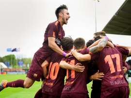 El Barcelona no dio opciones al Chelsea. Twitter/FCBmasia