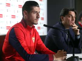 Escudero, ravi d'être leader de Liga. EFE