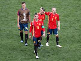 Cesar Azpilicueta, Sergio Ramos, Jordi Alba and Andres Iniesta pictured in Russia. EFE