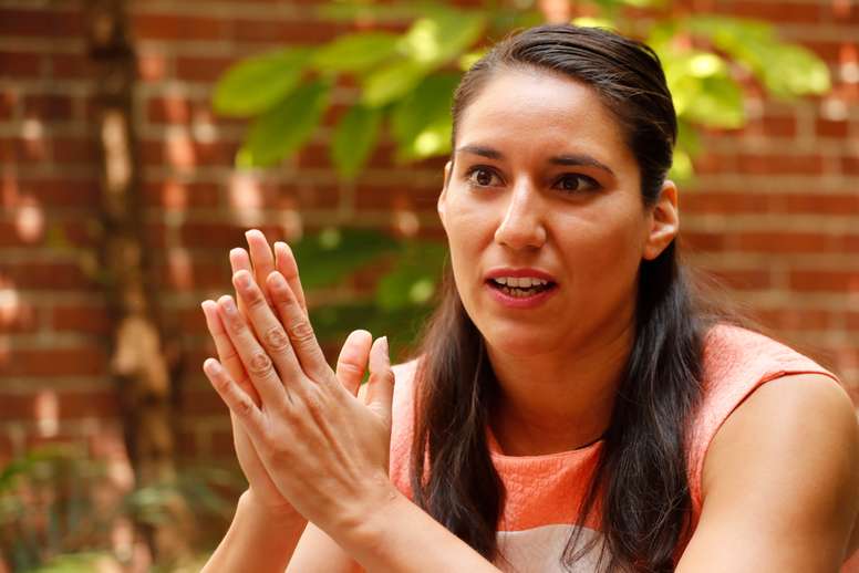 La nadadora mexicana Liliana Ibáñez habla durante una entrevista con Efe hoy, miércoles 8 de agosto de 2018, en Ciudad de México (México). EFE