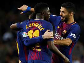 O trio ofensivo do Barça que faz os adeptos sonharem com o triplete. EFE