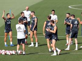 Odriozola entrenó por segundo día consecutivo al mismo ritmo que sus compañeros. EFE