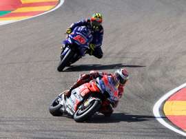 El piloto español de MotoGP Jorge Lorenzo durante los entrenamientos de MotoGP del GranPremio de Aragón que este domingo se disputa en el circuito de Motorland, en Alcañiz. EFE