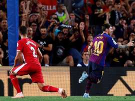 Messi opened the scoring at the Camp Nou. EFE