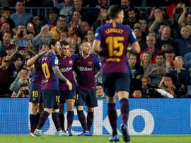 Les joueurs du FC Barcelone. EFE