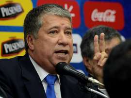 Le sélectionneur de l'Equateur reste 45 secondes en conférence de presse. EFE/Archive