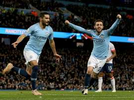 Ilkay Gundogan celebrates scoring against Bournemouth. EFE