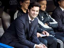 Solari celebró la victoria ante el Melilla. EFE