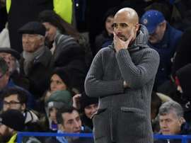 Guardiola pictured during Manchester City's defeat to Chelsea. EFE