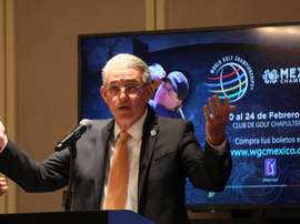 El director ejecutivo de la PGA Tour, Gerald Goodman, habla durante una rueda de prensa del torneo World Golf Champhionship Mexico Championship este martes en Ciudad de México (México). EFE