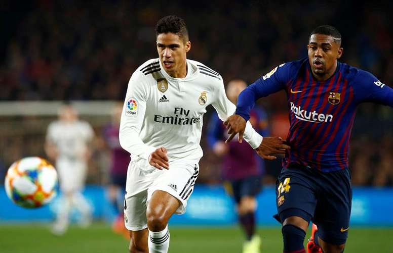 Varane en el partido de Copa del Rey frente al Barça.