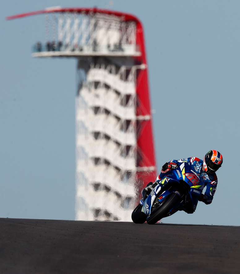El piloto español del equipo Suzuki Alex Rins, durante la carrera disputada este domingo en Austin. EFE