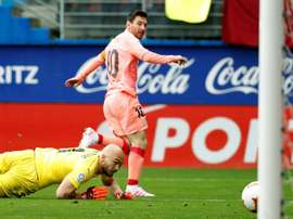 Messi's brace saw Barcelona level with Eibar on final week of LaLiga. EFE