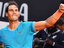 El tenista español Rafael Nadal celebra su victoria en Roma. EFE/EPA