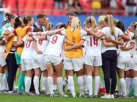 Les joueuses de la sélection anglaise célèbrent leur passage en quarts de finale. EFE